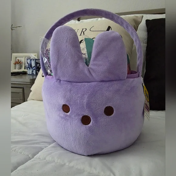 PEEPS Plush Bunny Basket- Blue Or Purple - Picture 3 of 7